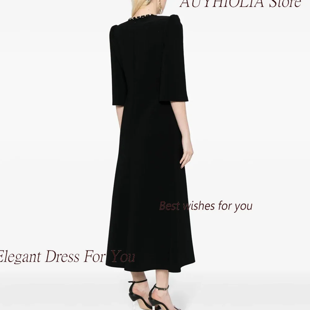 Fashion Crepe Evening Dress For Women 정장원피스 Vestidos de festa Elegant Crystal Formal Occasion Cocktail Party Prom Gown 2024