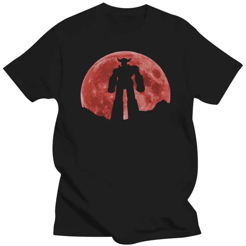 Grunge Adults Loose 100% Cotton Men Cloth Harajuku O Neck Tee Shirt UFO Robot Goldrake Grendizer Anime Red Moon T Shirt