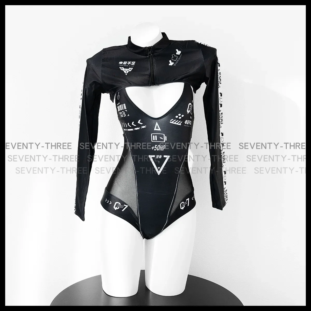 

New Anime Girls Dark Cyber Mechanical Bodysuit Sexy Cosplay Racers Women Costumes Swimwear Sport Bodysuit Stocking Lingerie Set