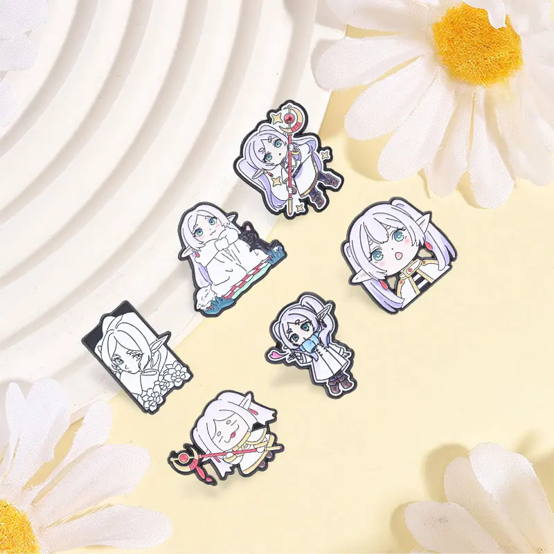 4-7-teiliges Set Anime-Spiel Pixel-Art Katzen-Emaille-Pins, Niedliche Comic-Katzen, Elfen, Zauberer, Funkelnde Meereskreaturen, Dackel-Broschen, Schmuck-Abzeichen – Detail 22