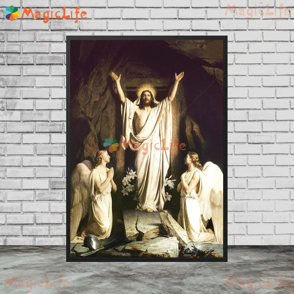 Religion Resurrection Christ Blessed Virgin Mary Wall Pictures For Living Room Nordic Poster Wall Art Canvas Painting Unframed