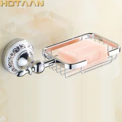 Soap Dishes Brass Gold Soap Basket Wall Mounted Ceramic Soap Holder Chrome Bathroom Accessories Home Decoration Soap Box 11890-C
