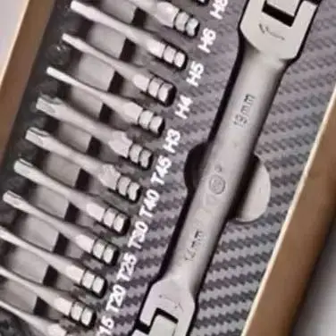 23pcs Multifunctional Ratchet Spanner Set Flexible Head Ratchet Double Box Wrench Socket Screwdriver Bits Auto Repairing Tool