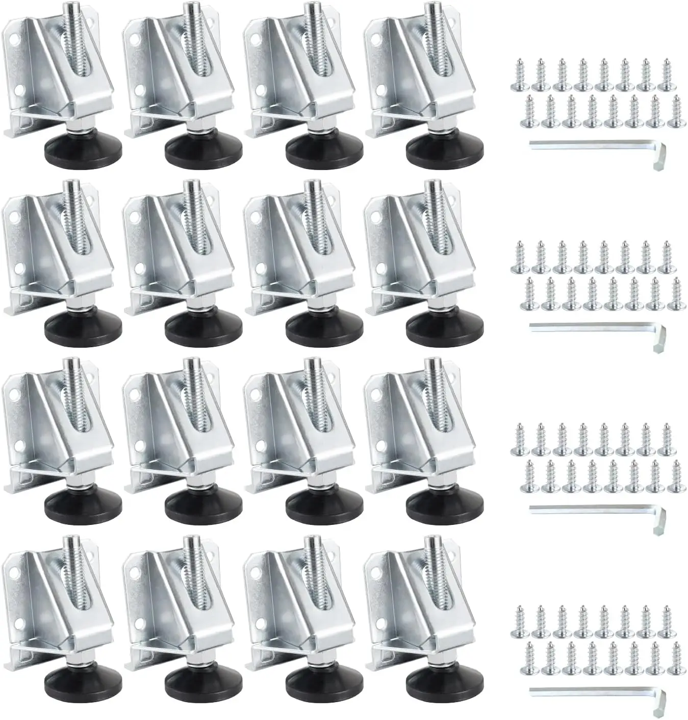 

Heavy Duty Adjustable Furniture Leg Levelers with Nylon Foot, 16PK Set for Workbenches & Cabinets
