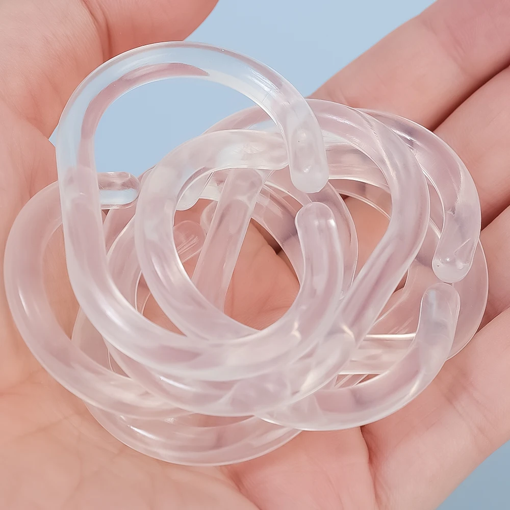 24/12PCS Clear Shower Curtain Rings Plastic C Shaped Bath Curtain Hook Hanger Ring Clip Convenient Replacement Bathroom Supplies