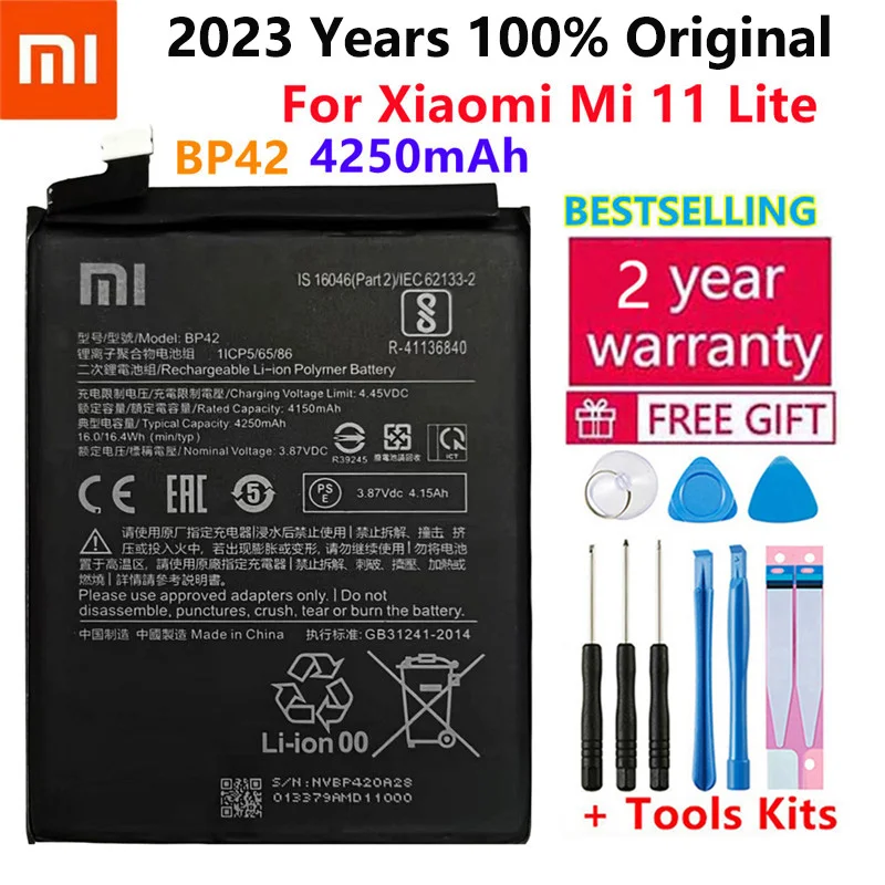100% original bp42 batterie für xiaomi mi 11 lite bp42 original ersatz telefon batterie batterien bateria 4250mah mit werkzeugen