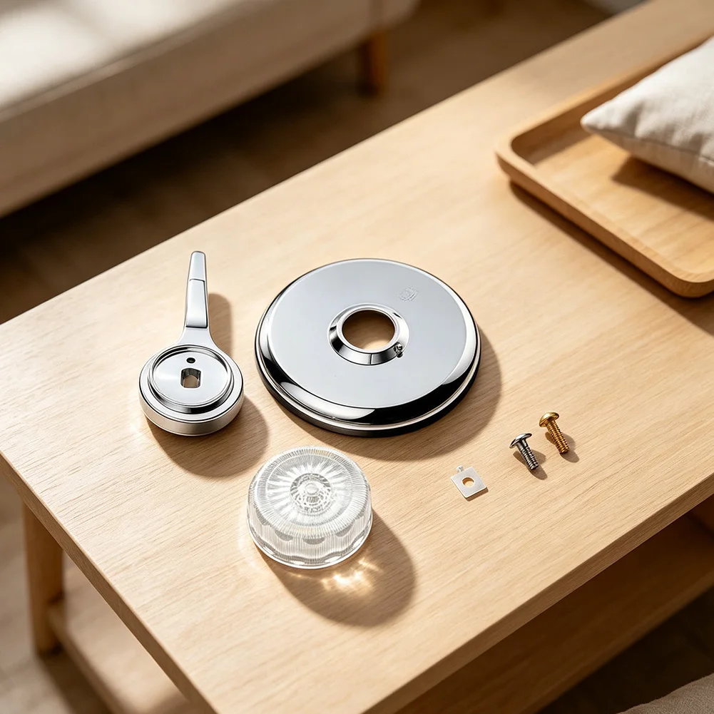 For Bathroom Remodeling 2.8cm Faucet Handle Replacement Replacement Kit Chrome Escutcheon Plate Flow Control Handle