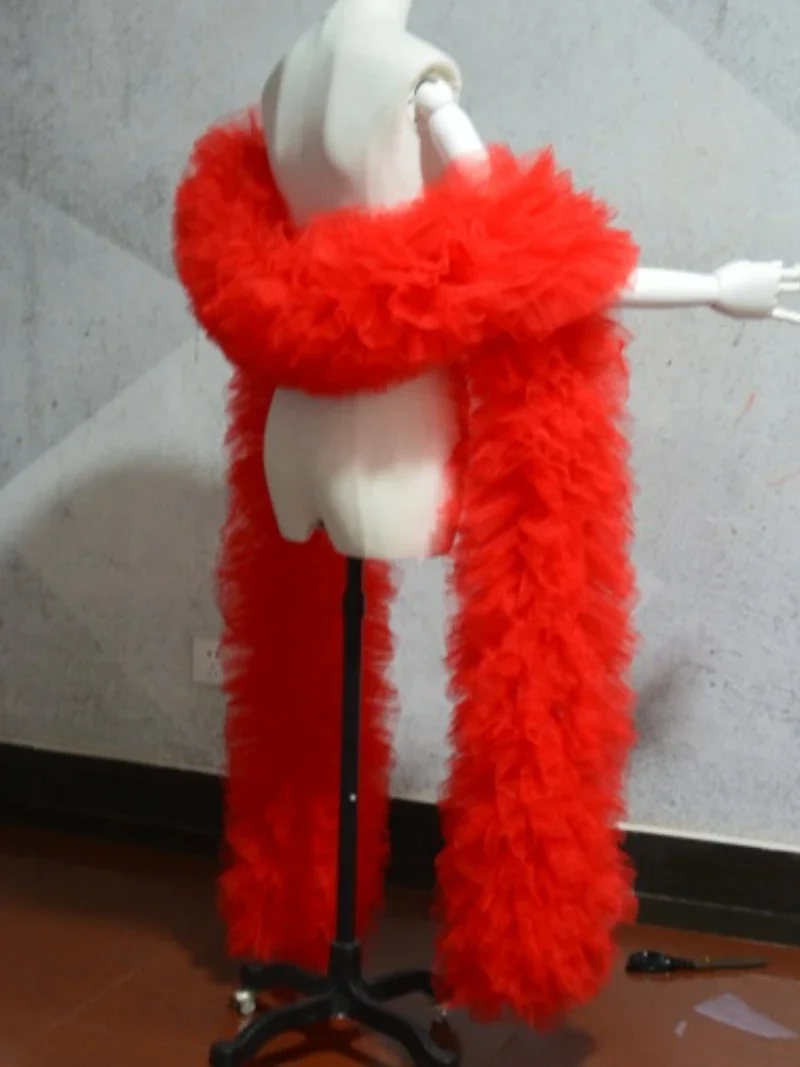 ball party Club nightclub cape bridal Tulle Boa Ruffle shawl wrap wedding accessories custom color