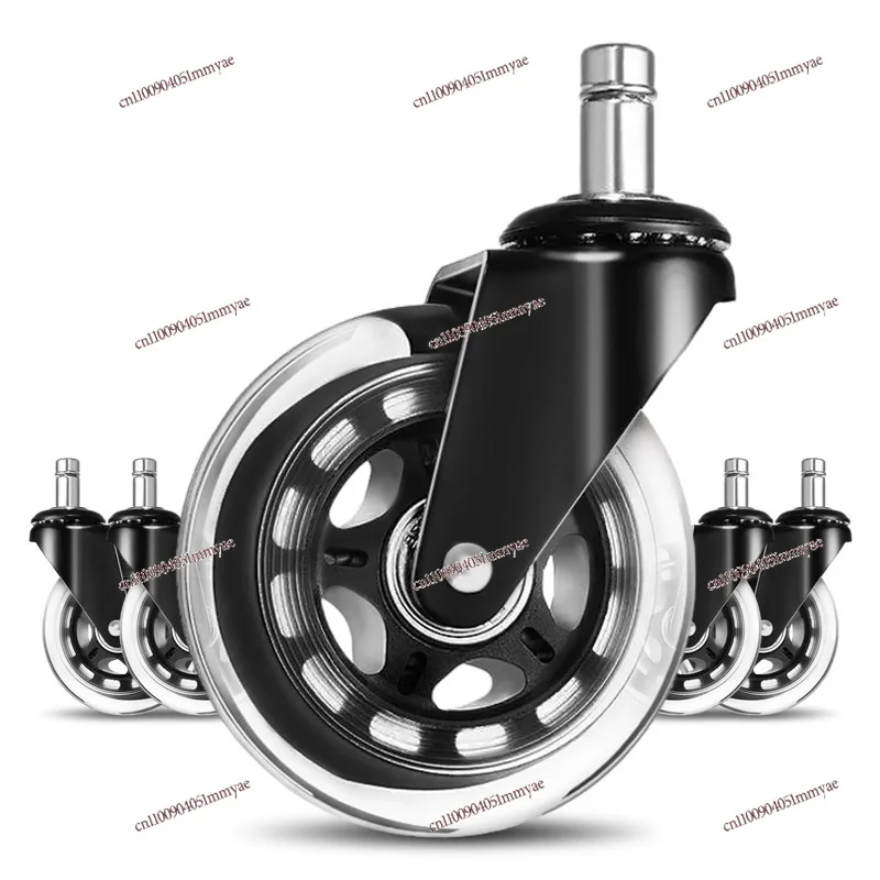 Set 3 Inch Flower Core PU Silent Universal Wheel Office Chair Wheel Transparent Wheel Furniture Caster