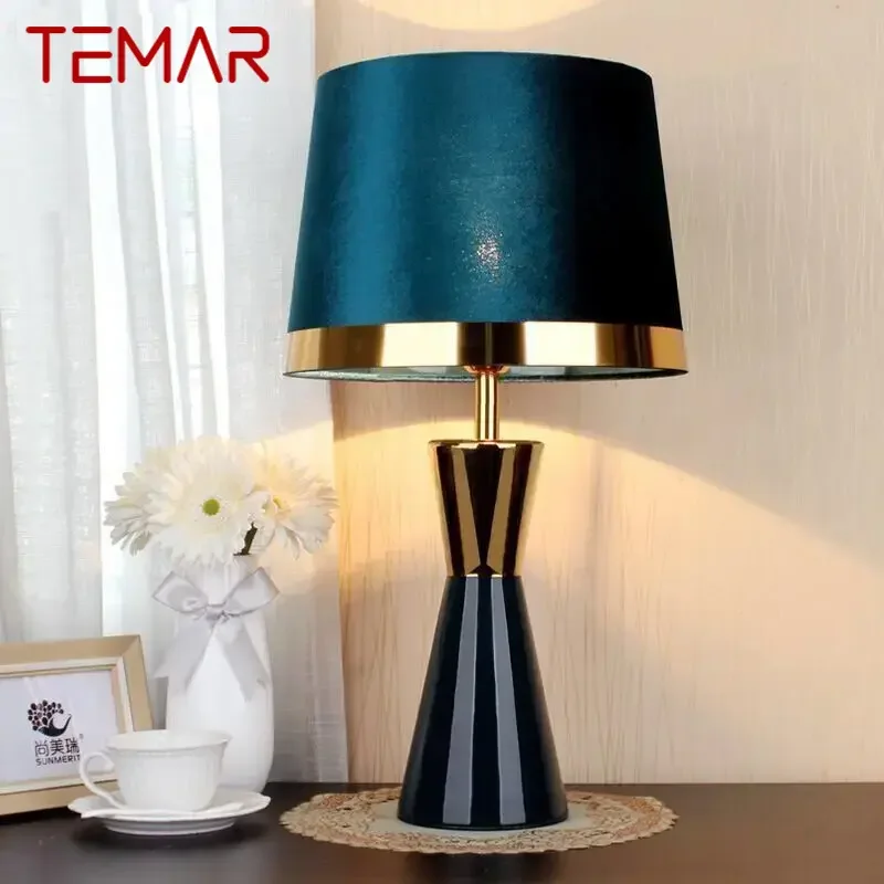 TEMAR Nordic Modern Glaze ตารางโคมไฟแฟชั่น Art ห้องนั่งเล่นห้องนอน LED บุคลิกภาพ Originality โคมไฟตั้งโต๊ะ