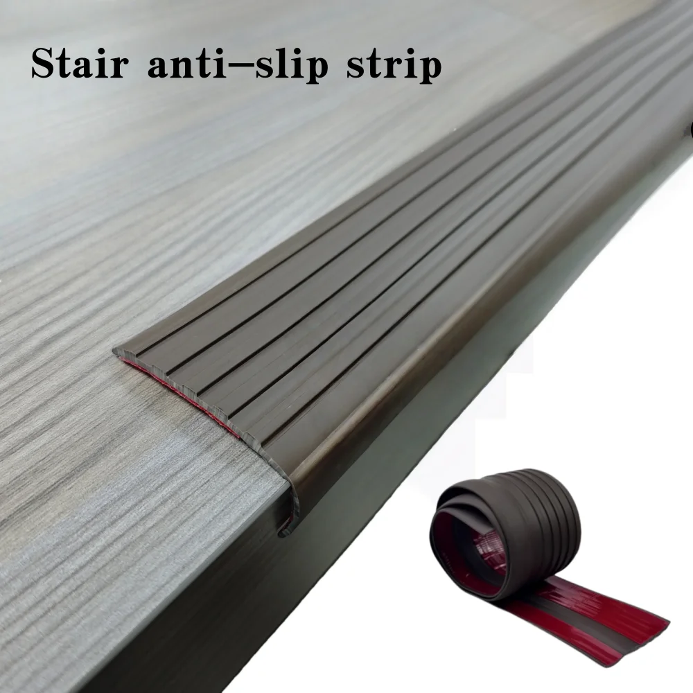 1pc 1/2m Stair Non-Slip Strip PVC Self-Adhesive Anti Skip Step Treads Peel and Stick Flexible Staircase Edge Trim