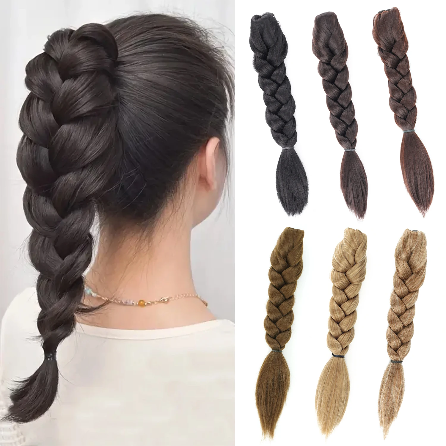 

Синтетическая 14-дюймовая закрученная коса, зажим для наращивания хвоста, пушистый термостойкий хвост, аксессуары для волос, подходящие для женщин