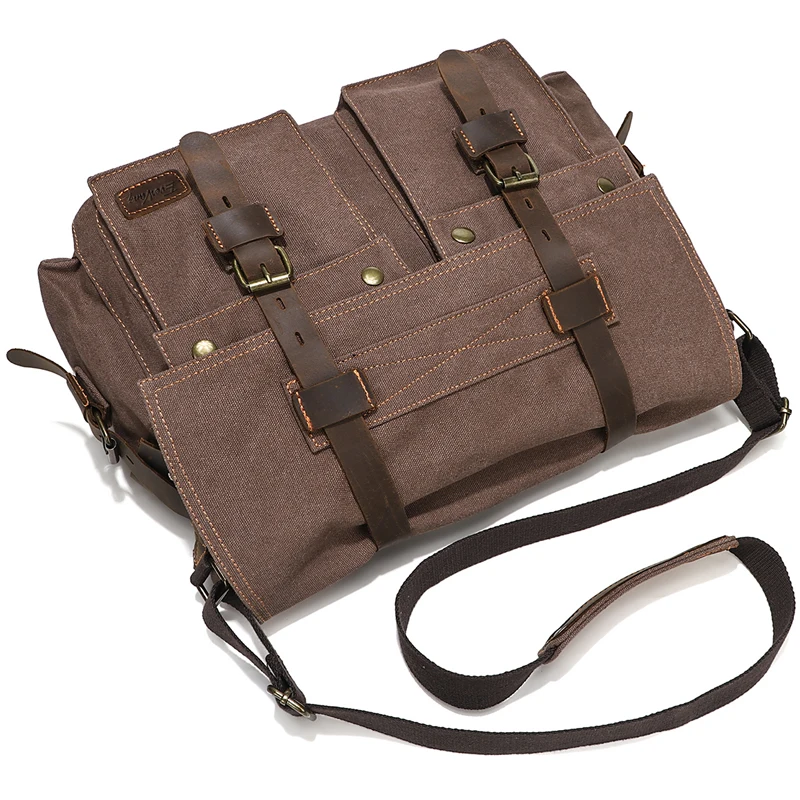 Imagem -06 - Evervanz-bolsa de Mensageiro de Couro Lona Militar Vintage Masculino Bolsa Masculina Bolsas de Ombro Bolsa de Laptop Crossbody