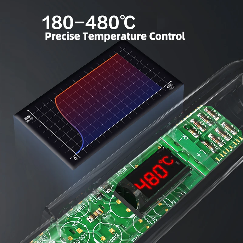 90W Soldering Iron Kit Adjustable Temperature LCD Solder Welding Tools Ceramic Heater Soldering Tips