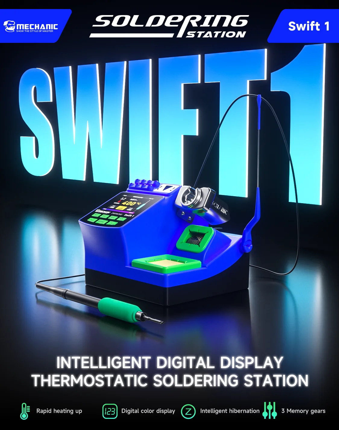 MECHANIC Swift 1 200W Digital Soldering Station C210 C245 C115 Handles 2S Rapid Heating LED Display for Phone PCB IC Repair Tool