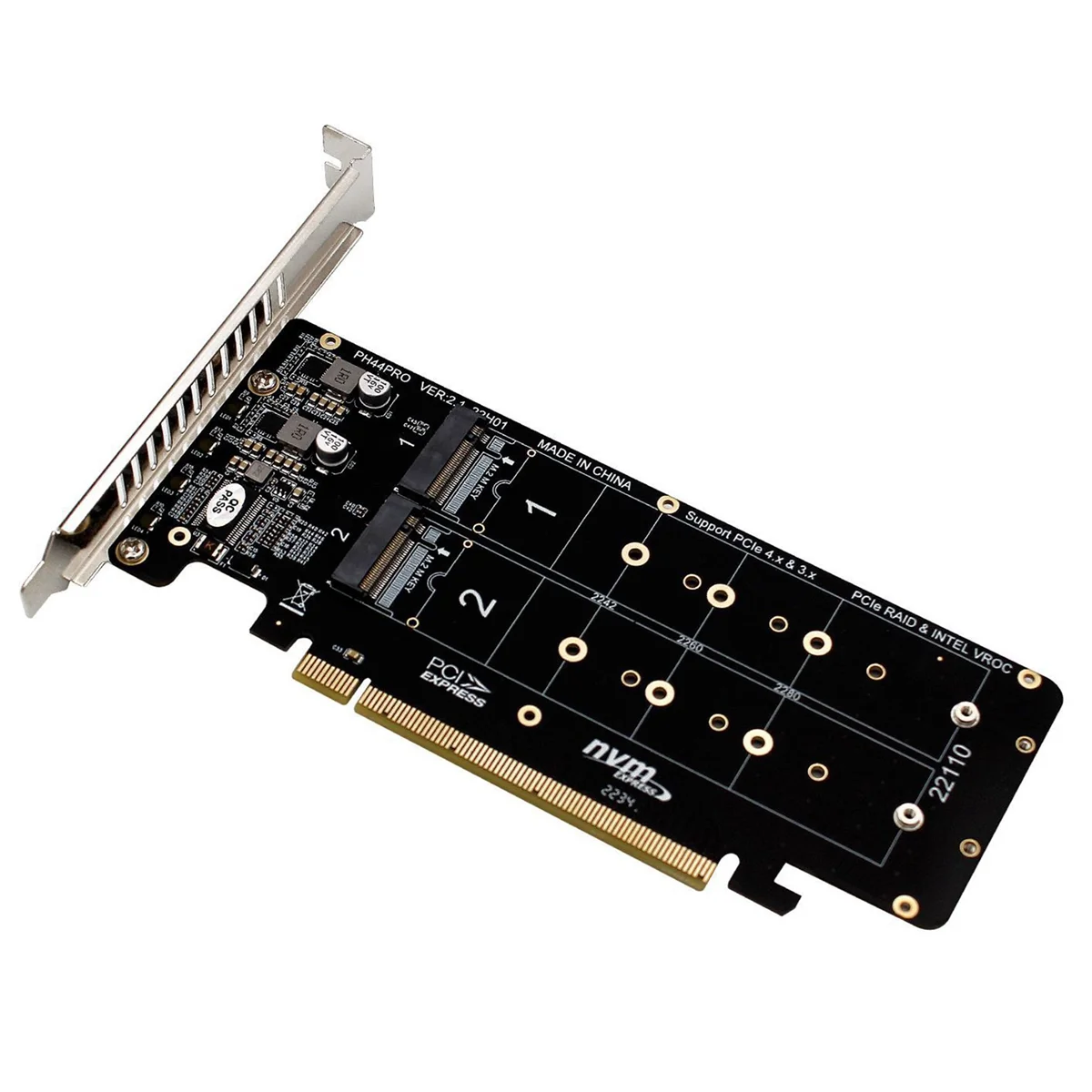 

3X PCIE X16 to M.2 M-Key NVMEx4 SSD 2U Server Riser Card Double-Sided 4-Disk NVME PCI-EX16 Split Card