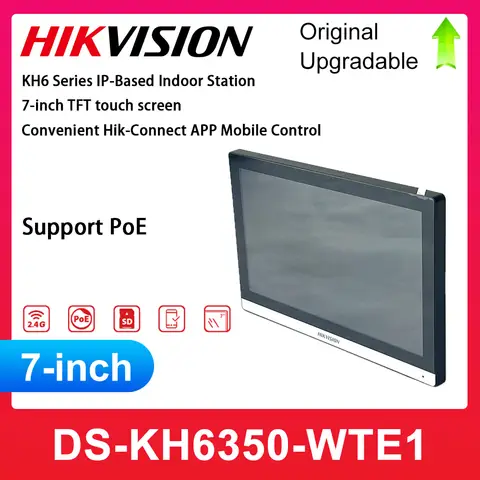 기존 Hikvision DS-KH6350-WTE1 비디오 인터콤 IP 기반 실내 스테이션 7인치 TFT 터치 스크린 표준 POE WIFI 무선