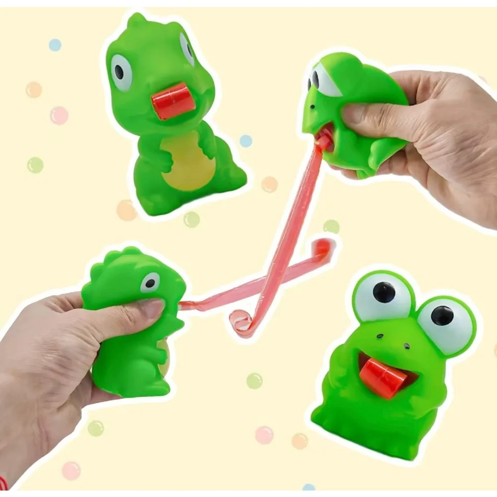 Frog Dinosaur Tongue Out Squeeze Toy, Press Sound Stress Relief Fidget Doll, Interactive Cat Teaser Pet Toy Novelty Sensory Gift gallery 2