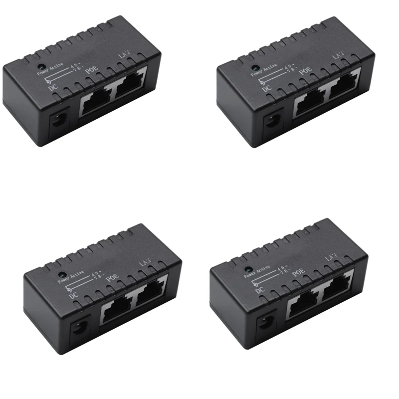 

ABGB-4X Poe Splitter PoE-инжектор Rj45 DC 5,5 мм X 2,1 мм Вход Пассивный PoE-инжектор Разъем адаптера-сплиттера (черный)