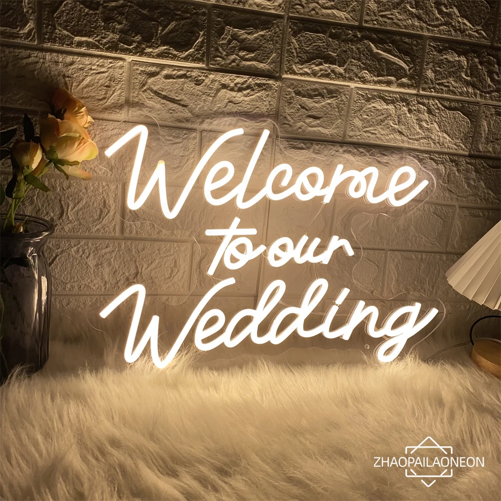 Welcome To Our Wedding Neon Led Sign Wedding Decoration Wall Hanging Party Room Decor Neon Sign Wedding Night Light USB