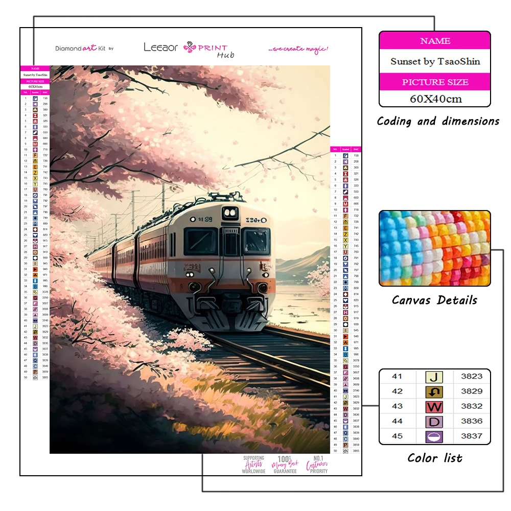 5D Diy Manga Landscape Diamond Painting Train Under Sakura Full Rhinestone Mosaic Embroidery Cross Stitch Kit Home Decor Gifts