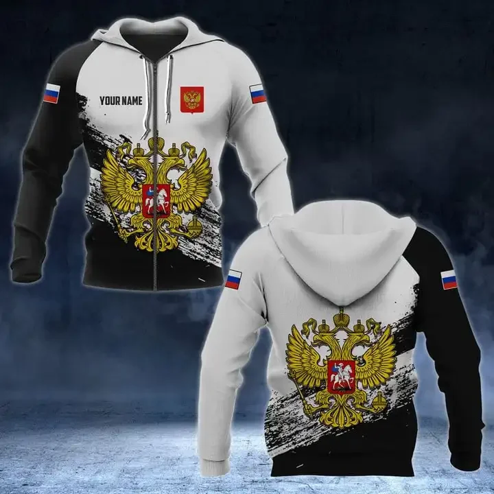 2024 Russia Flag felpa con cappuccio stampa 3D Casual Harajuku Street maglione da uomo e da donna felpa con cappuccio con cerniera personalizzata