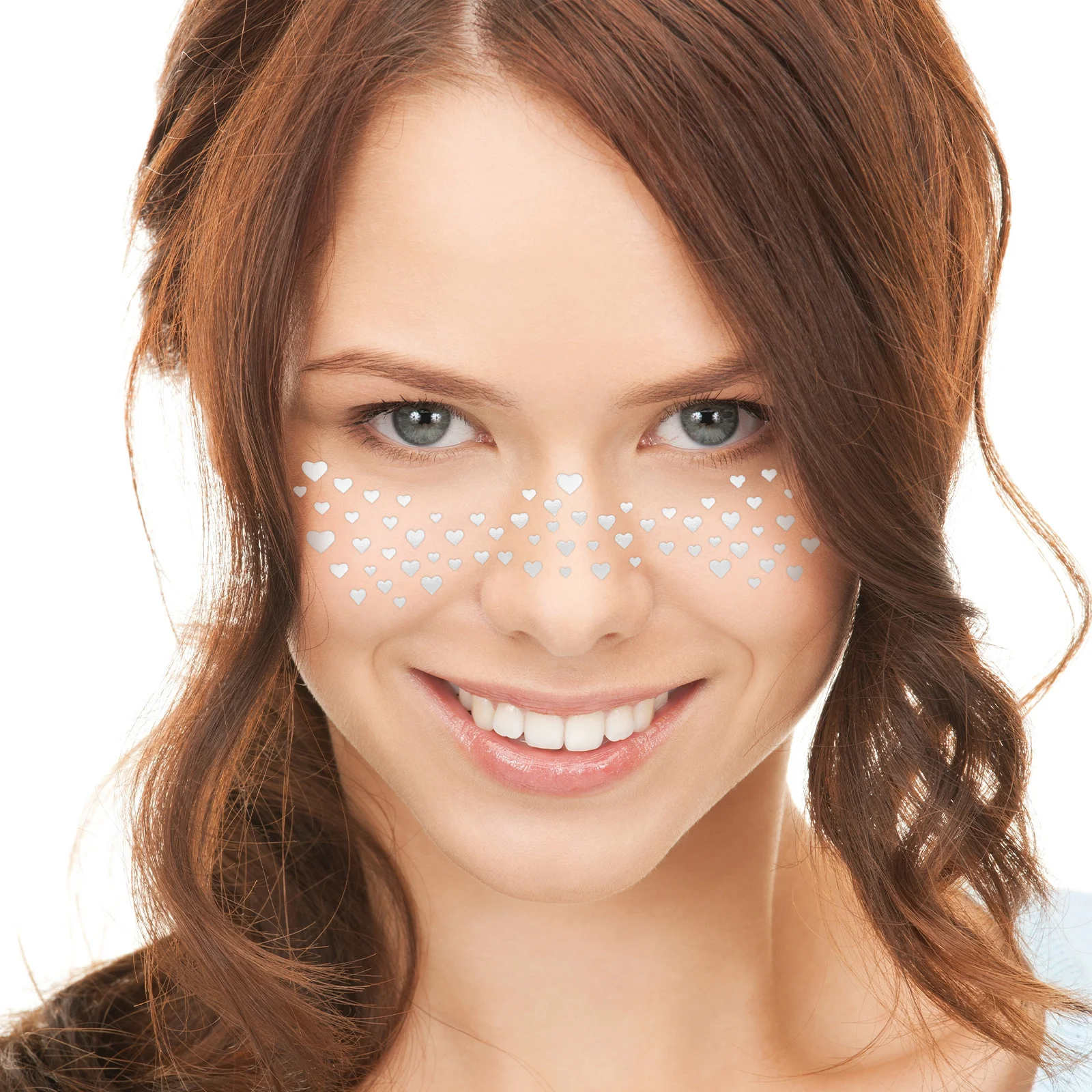 4Pcs Festival Waterproof Freckle Face Stickers Realistic Silver Sparkle Temporary Halloween Mardi Gras