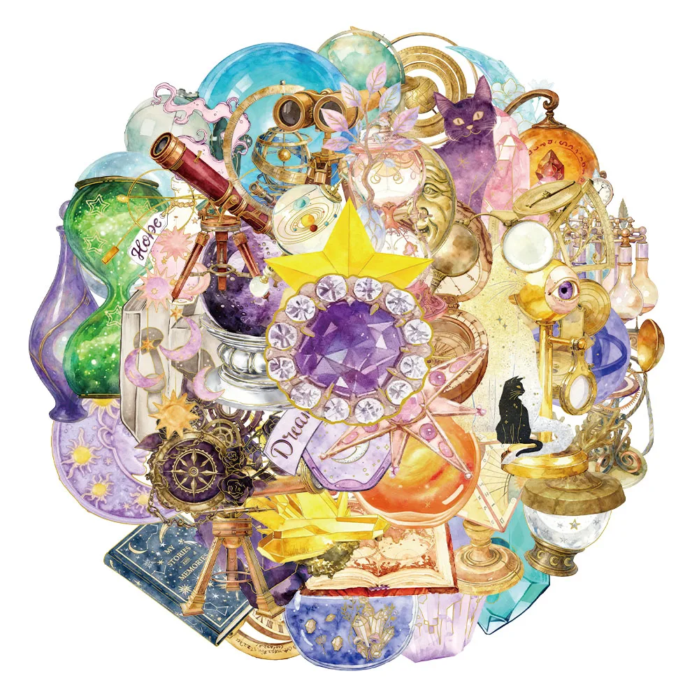 

50PCS Creative Stargazing - Hot Stamped PET Transparent Material Stickers DIY Decorative Personalized Decorative Stickers