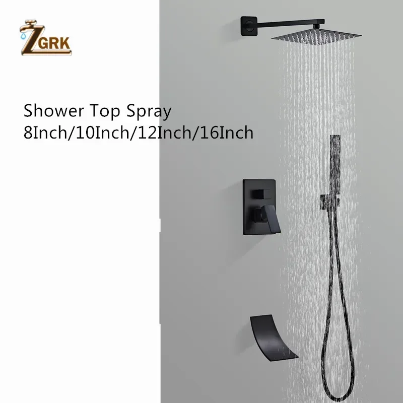 Matte Black Shower Faucet Set 8