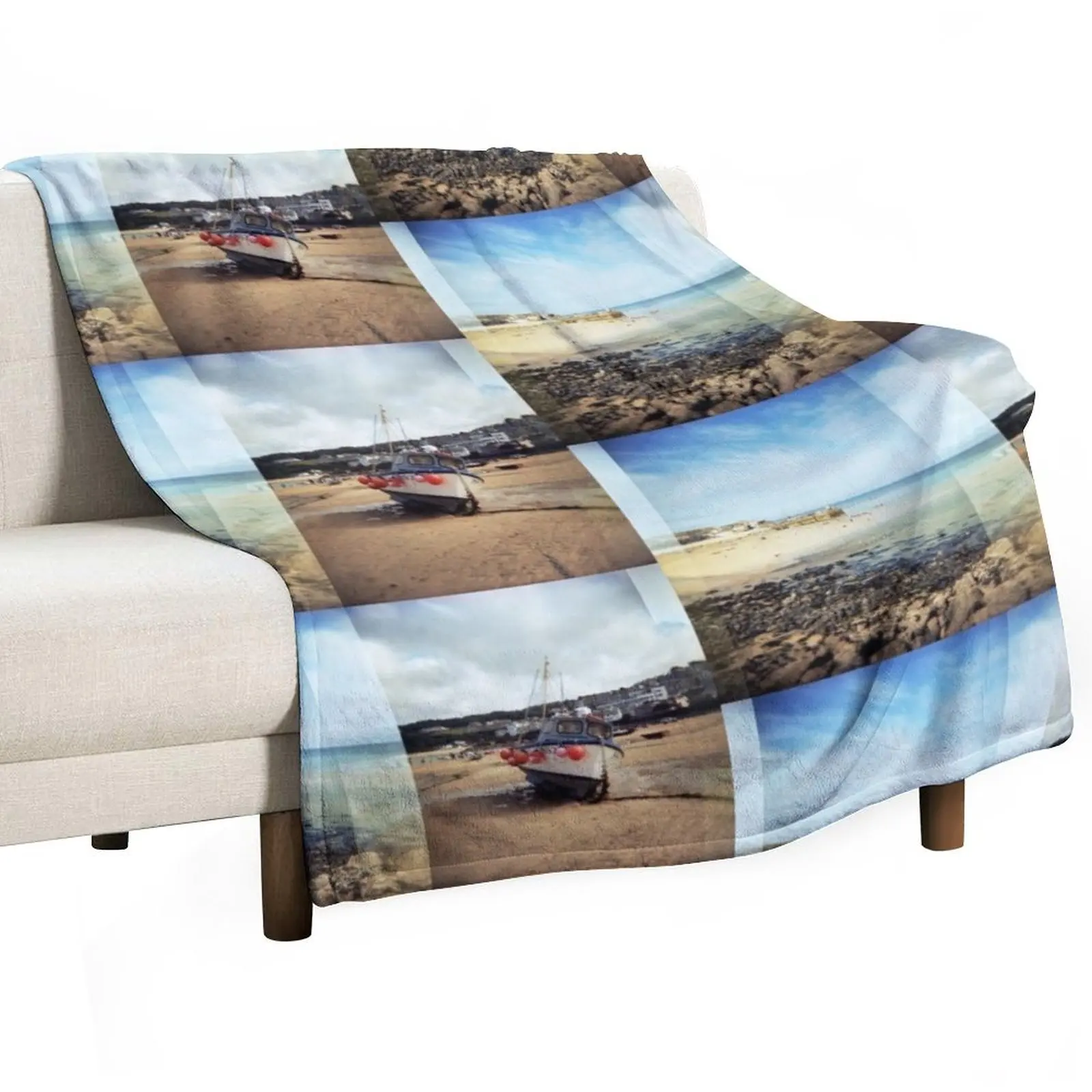 St Ives, Cornwall Throw Blanket Stuffeds warm for winter Large warm winter Cute Fashion Sofas Blankets