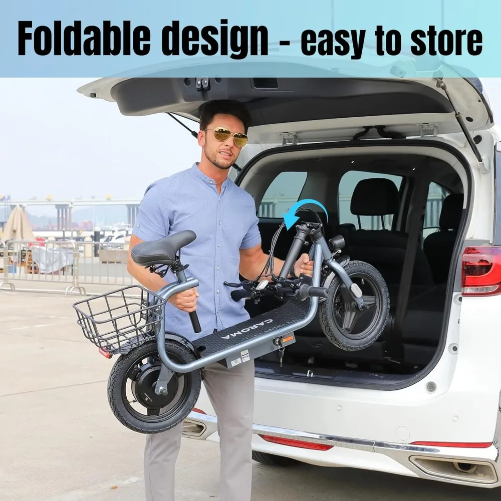 سكوتر كهربائي ذروة 500 وات/800 وات/1200 وات مع مقعد، إطار 14 بوصة، حتى 30 ميلًا و20 ميجا في الساعة، أقصى حمولة 300 رطل