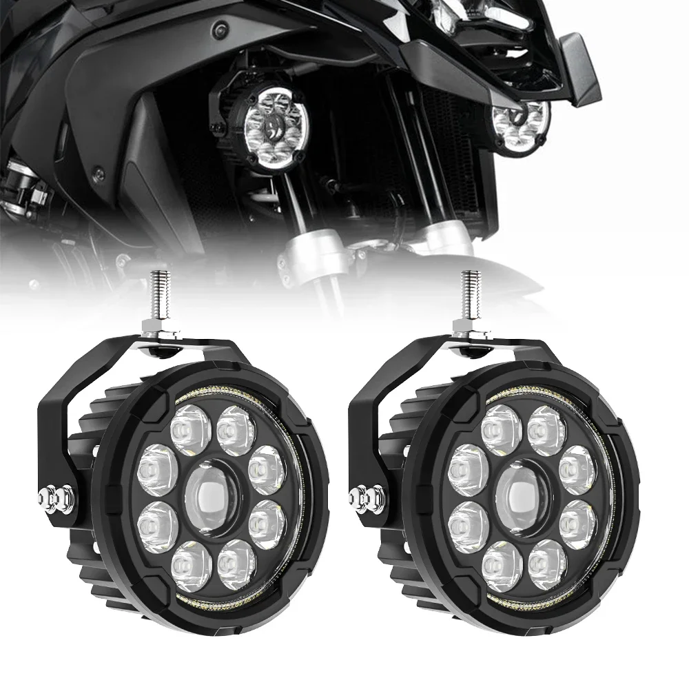 up to date Universal Motorcycle LED Fog Lights with Brackets Auxiliary Lighting for Motorcycle