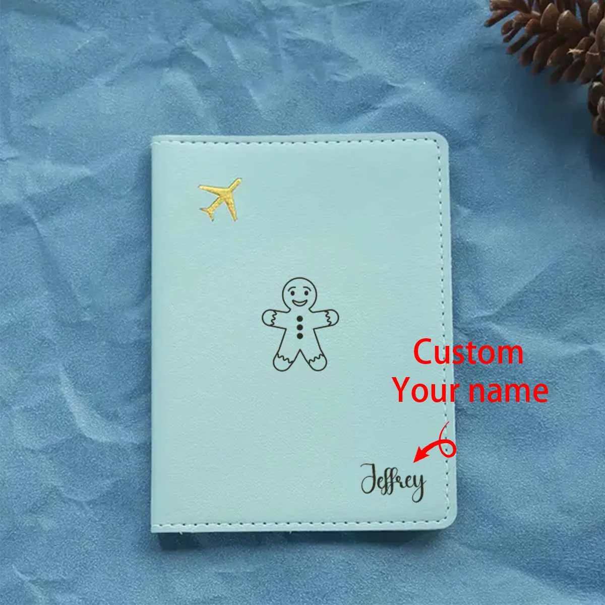 1pc Personalized Name Passport Cover Holiday Gift Embossed Leather Passport Cover Aesthetic Style
