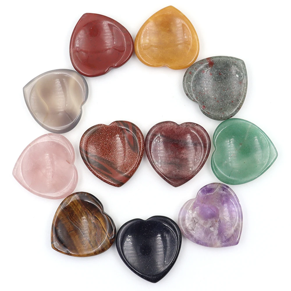 

6Pcs Thumb Stone Natural Crystal Heart 40x8mm Worry Palm Massage Tool Gua Sha Healing Soothing Relaxation Gift Wholesale