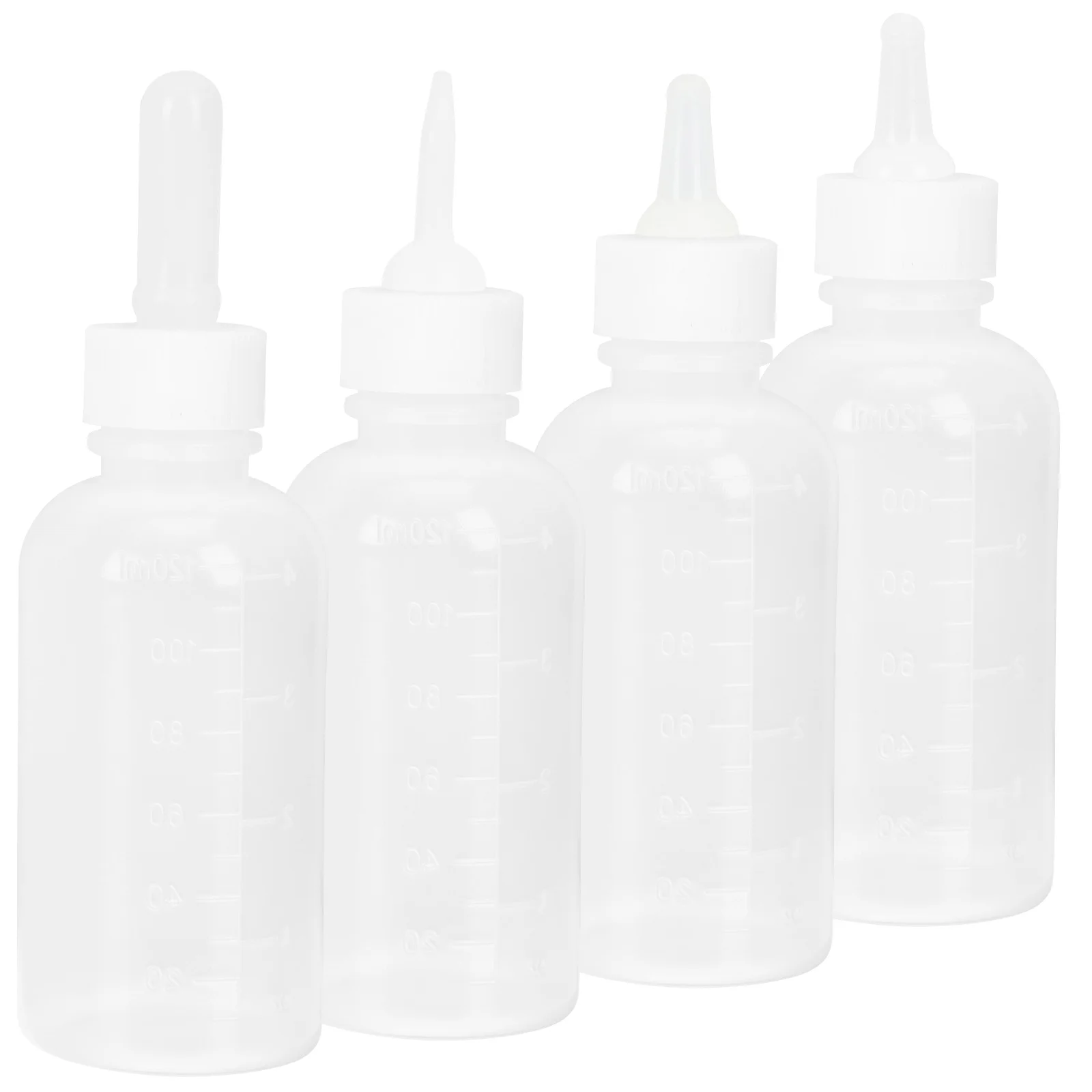 4Pcs 애완 동물 간호 병 강아지 새끼 고양이 햄스터 양을위한 재사용 가능한 플라스틱 작은 먹이 용기 애완 동물 피더