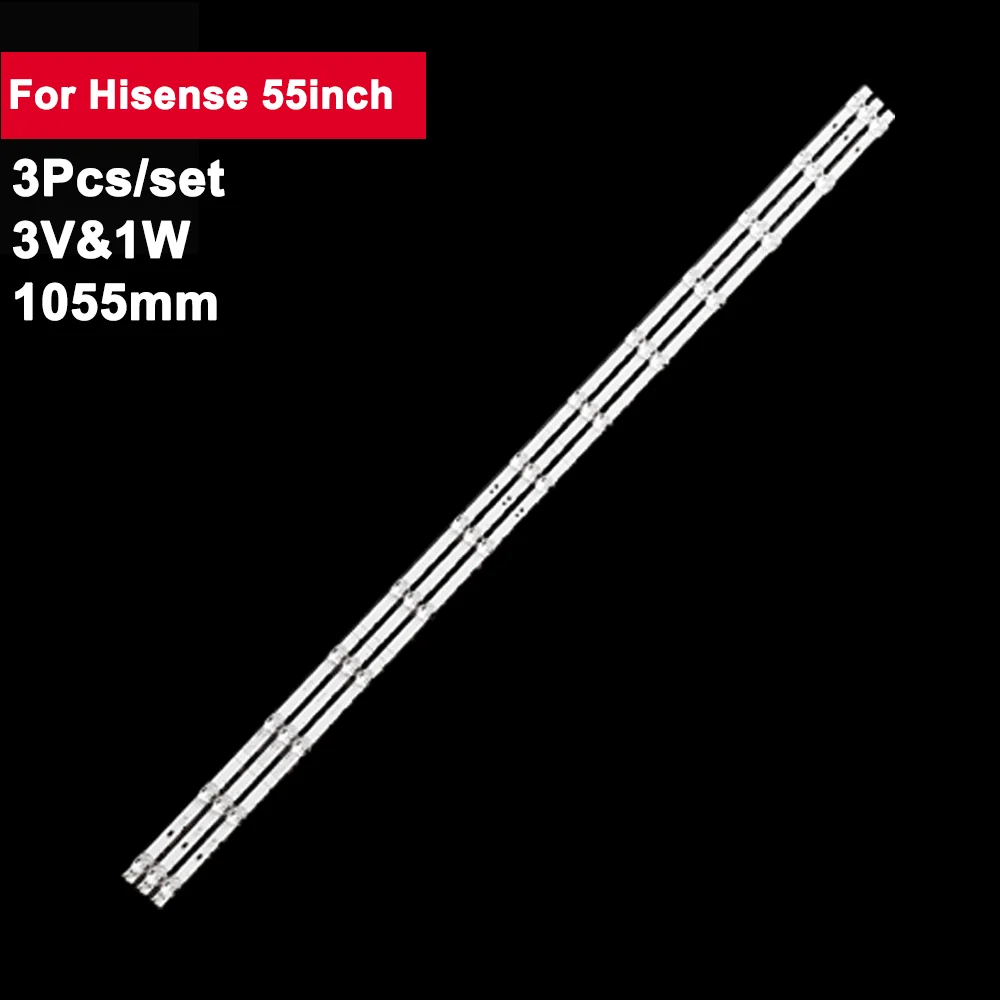 

Square Lens 3pcs 1055mm Backlight TV Strip LED For Hisense 55inch HD550X1U82-L1-2019061101 55R6E3 55H78G