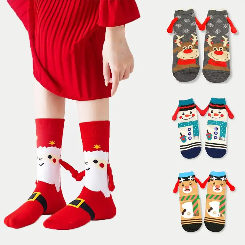 3D Funny Christmas Socks Cute Santa Reindeer Snowman Crew Socks Novelty Winter Warm Cotton Blend Holiday Party Gift For Women