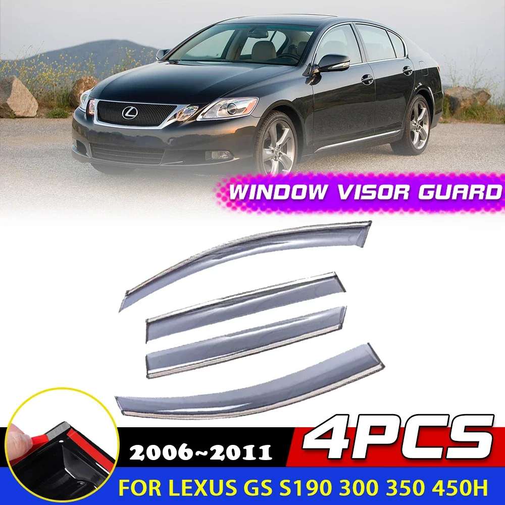 Windows Visor for Lexus GS S190 300 350 450h 2006~2011 2007 2008 Awnings Sun Rain Eyebrow Smoke Deflector Guard Cover Accessorie