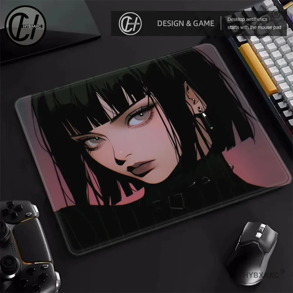 Dark Girl Anime Gaming Mousepad Premium High Elastic Non-slip Bottom Mouse Mat 450x400 Black Speed Mouse Pad E-Sports Desk Mat