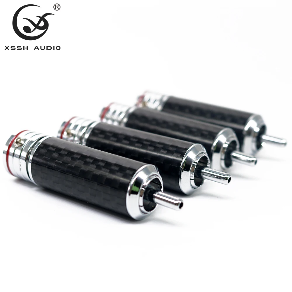 8pcs Male Lotus Adapter OEM ODM Wholesales XSSH HIFI DIY Copper Plating Rhodium Carbon Fiber Audio Video RCA Plug Connector Jack