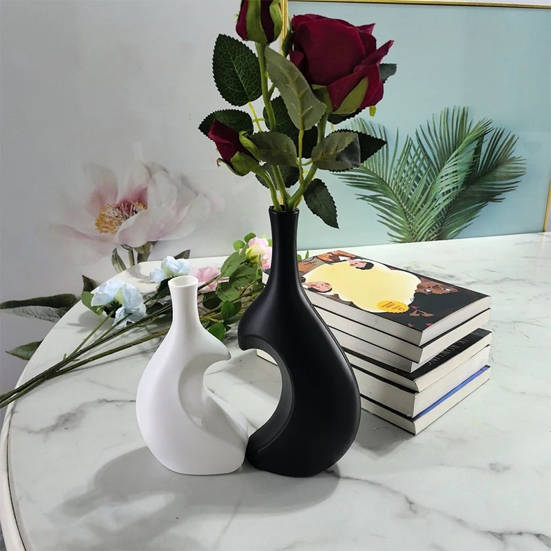 Irregular Shape Flower Vase Retro Style Plastic with  Texture Decorative Accent for Office Living Room