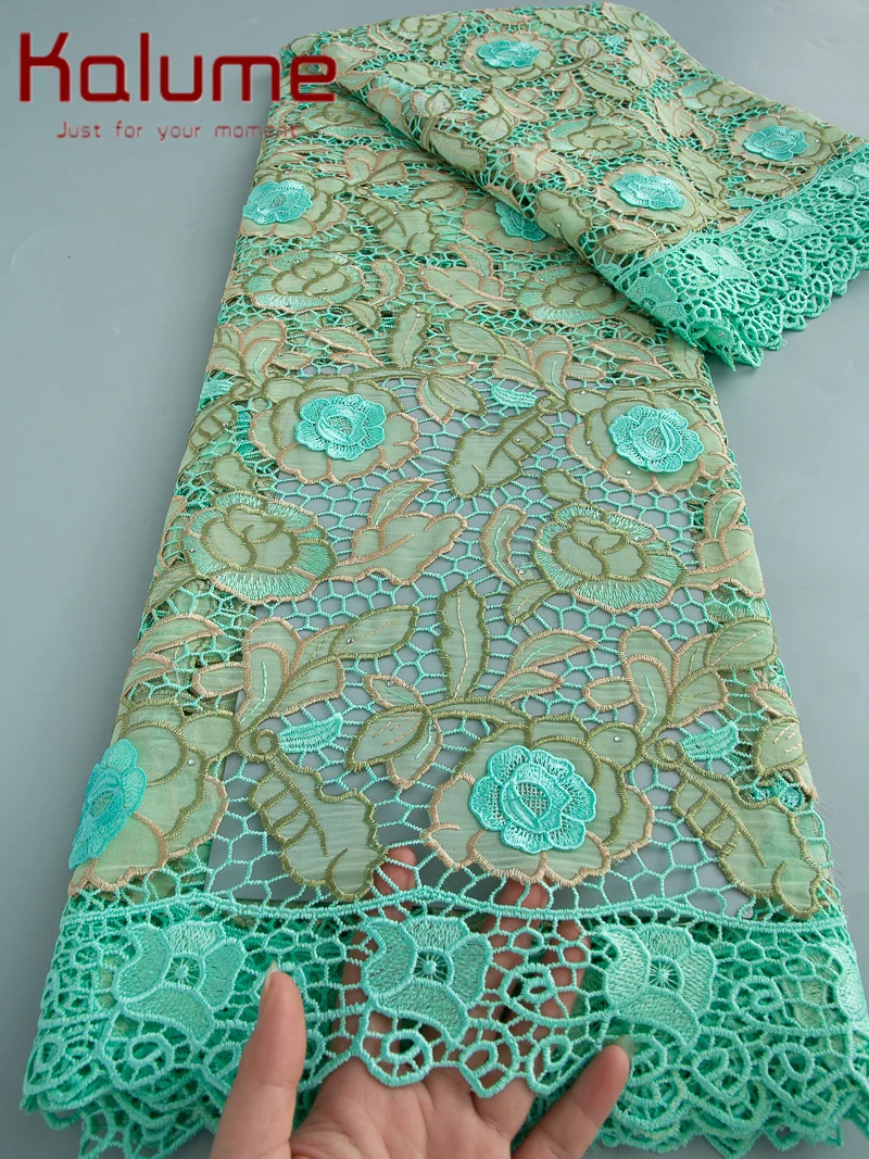 

Kalume 2025 Africa Cotton Lace Fabric Hot Sale Nigerian Swiss Lace Fabric High Quality Lace for Sew Party Dress Women F3881