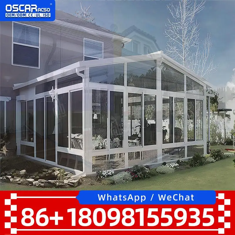 Wholesale Prefabricated Modular Solarium Tiny Cabin with Glass Wall Roof for Garden Office Outdoor Residential Use sunroom