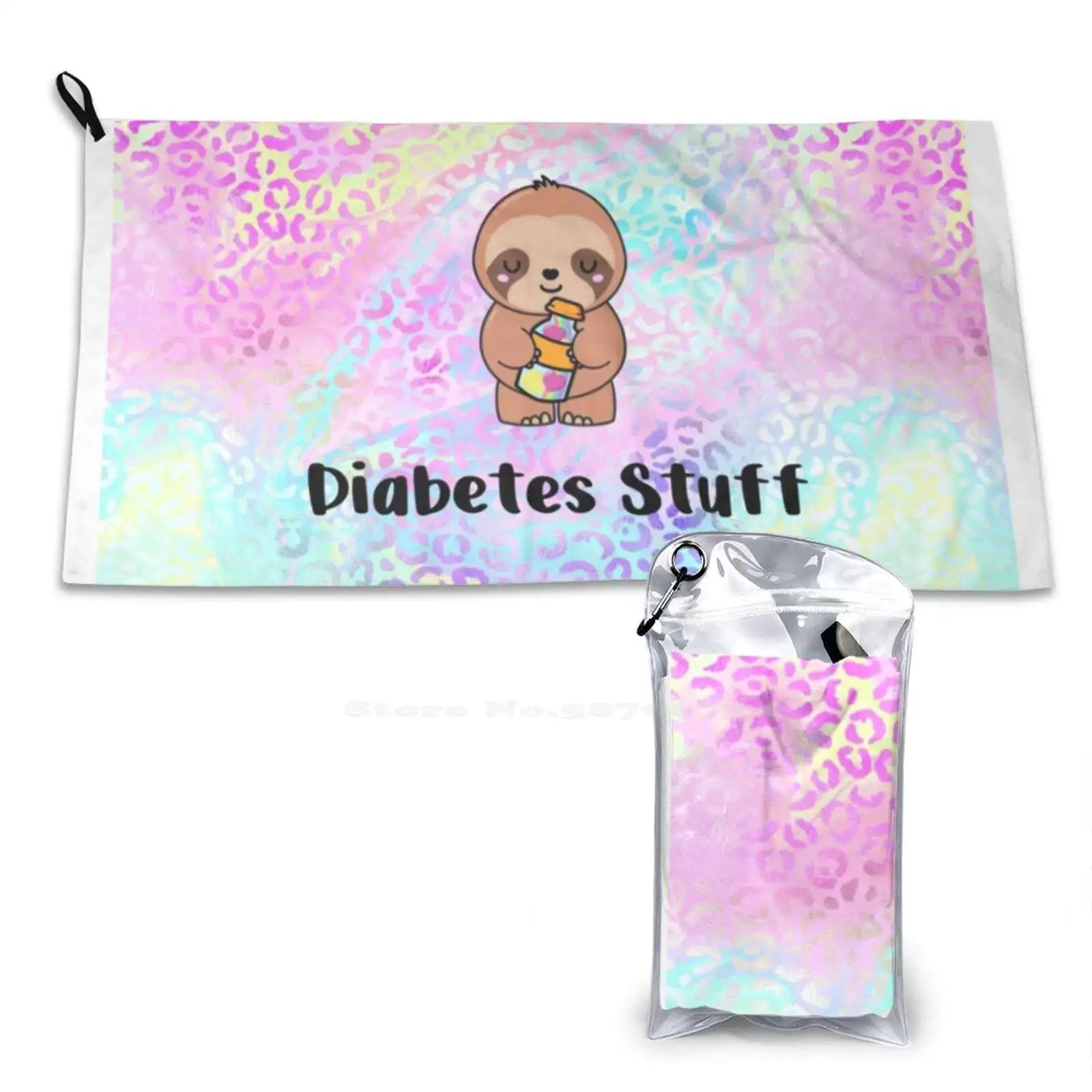 

Bright Diabetes Stuff Kit Bags T1D Sloth Freestyle Libre , Gift For People With Diabetes Print Washcloth Face Soft Towel Type 1