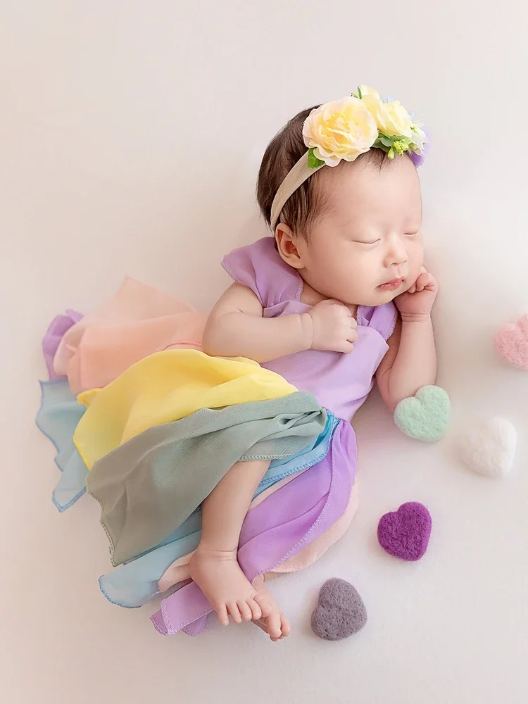 

Newborn Photography Clothing Baby Photography Head Flower Dress Theme Set Cinema Props Women's Treasure Moon Dress