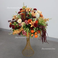 80/60/50/40cm Red Orange Artificial Large Flower Ball Arrangement Table Centerpiece for Event Wedding Decor Floral Bouquet 4