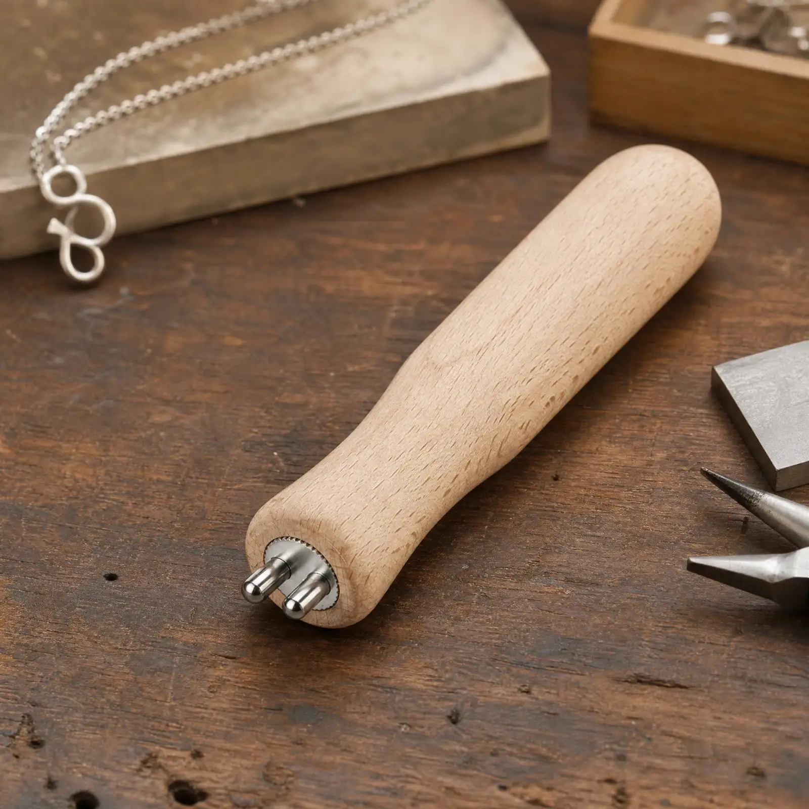 Metal Pin Jewelry Forming Wrench Wood Grip Bending Tool for Shaping S Hook M Hook Findings Necklace Bracelet Pendant Craft Work