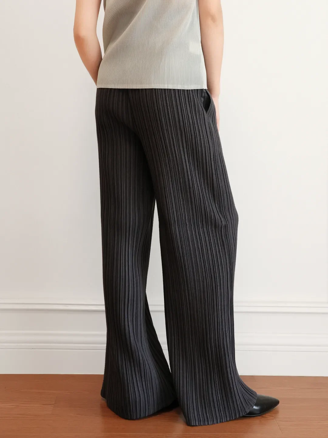Miyake Pleated Wide Leg Pants Women Solid Loose Full Length 2026 Autumn Trousers Flowing Lightweight Breezy Comfort Charm