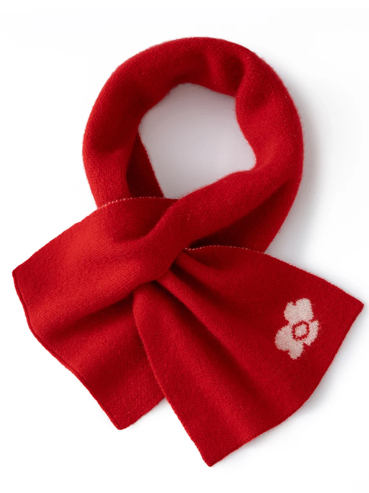 TLOML New Women's 100% Cashmere Scarf Little Flower Multi-Color Autumn Winter Soft Warm Cashmere Knitted Scarf Fashion Comfy Top