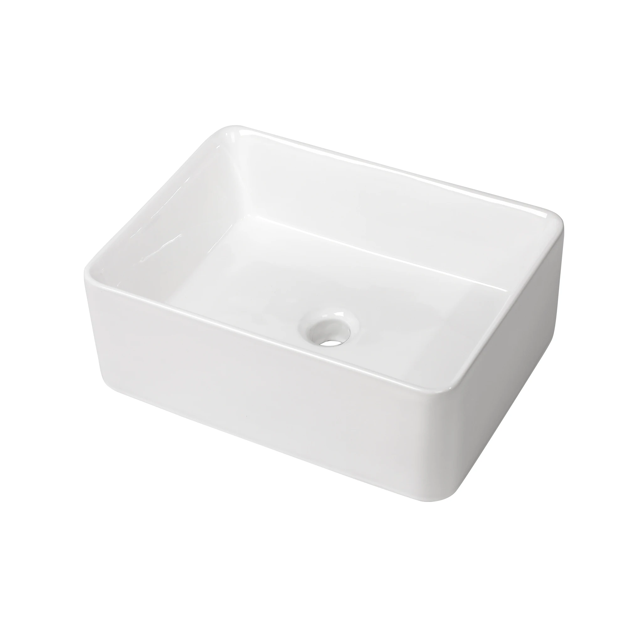 Rectangular Above Counter Vessel Vanity Basin Sink For Bathroom Smooth Surface White USA Stock 18 Inch Bathroom Basin